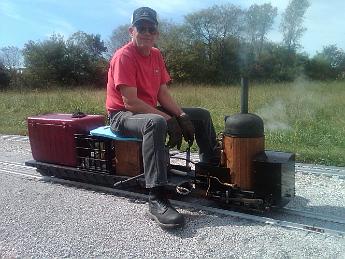IMG00165-20100925-1120 2010-09-25 - Bill at the throttle at the Big Creek & Southern track